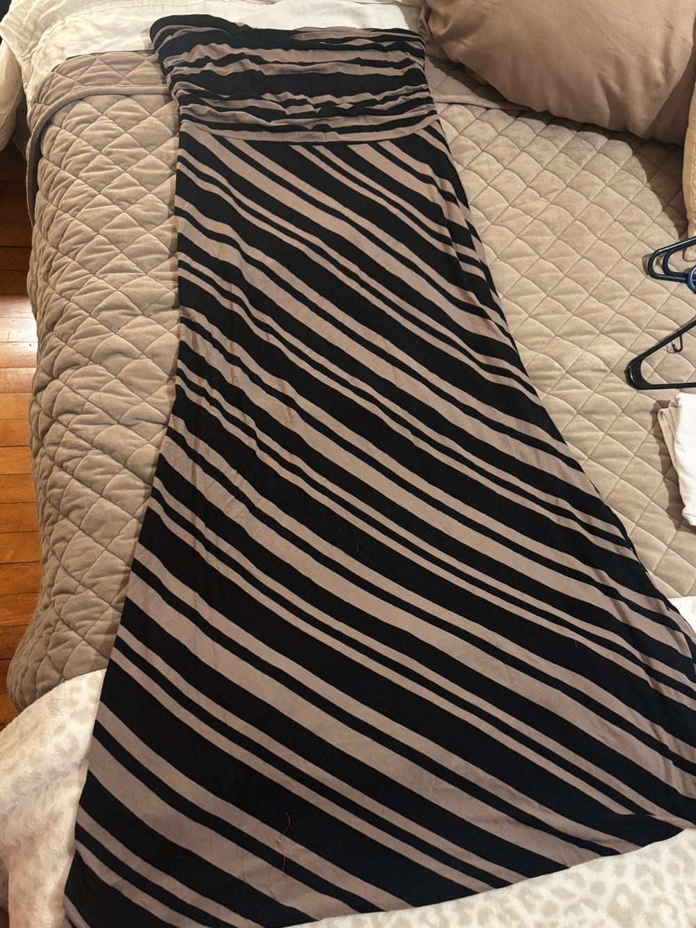 Banana Republic Black and Taupe Strapless Maxi Dress